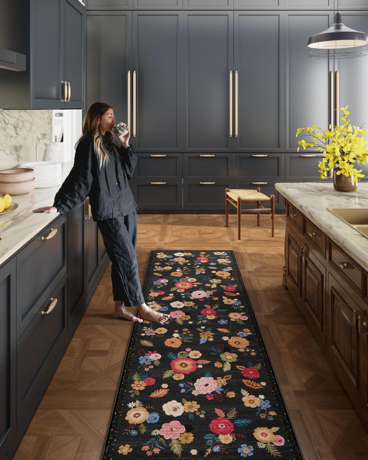 8x10 Area Rugs Washable Rug: Large Living Room Rug Stain Resistant Distressed Vintage Boho Carpet Non Slip Low Pile Faux Wool Soft Rugs for Bedroom Bedside Indoor Farmhouse Kids Playroom Dining Room