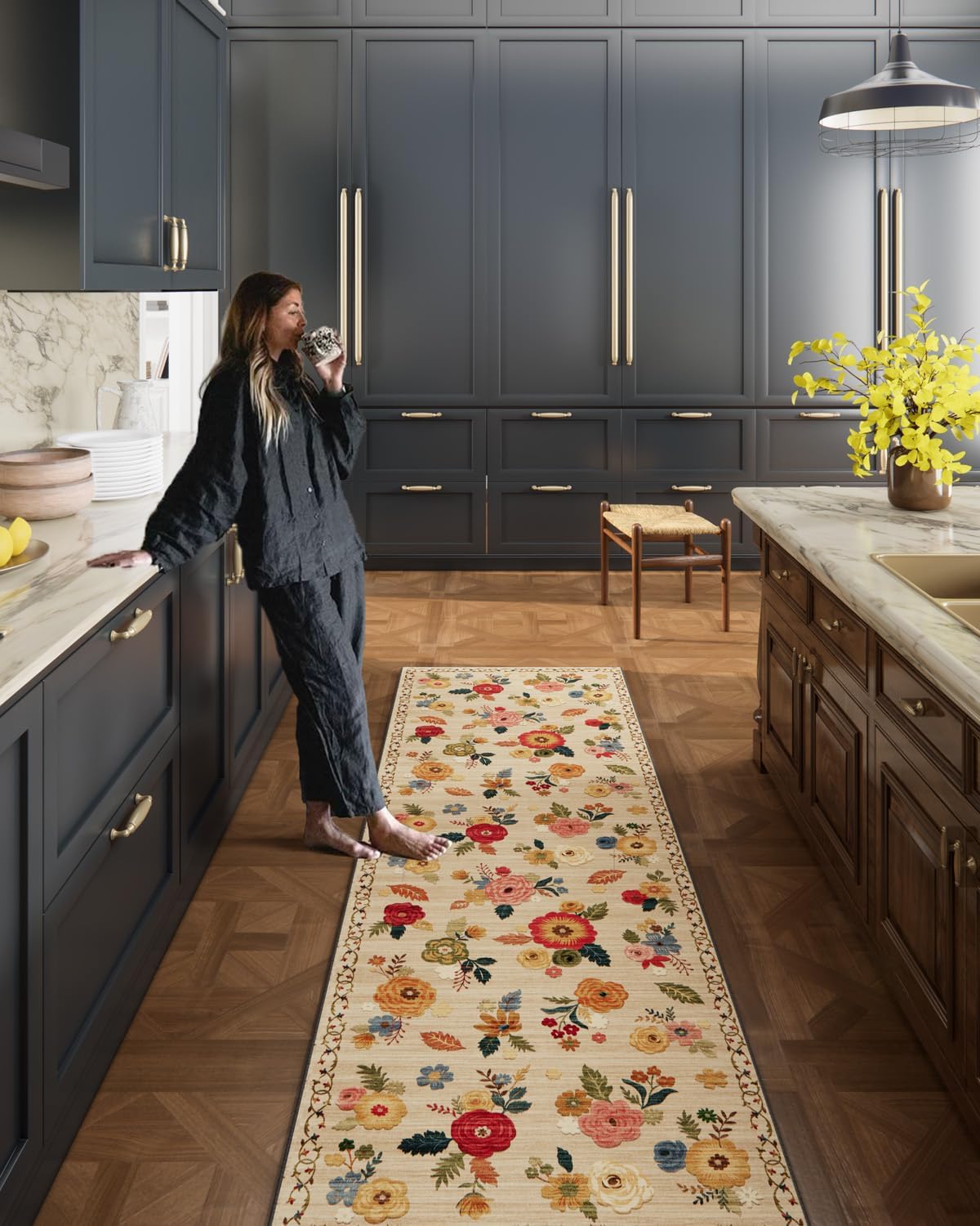 8x10 Area Rugs Washable Rug: Large Living Room Rug Stain Resistant Distressed Vintage Boho Carpet Non Slip Low Pile Faux Wool Soft Rugs for Bedroom Bedside Indoor Farmhouse Kids Playroom Dining Room