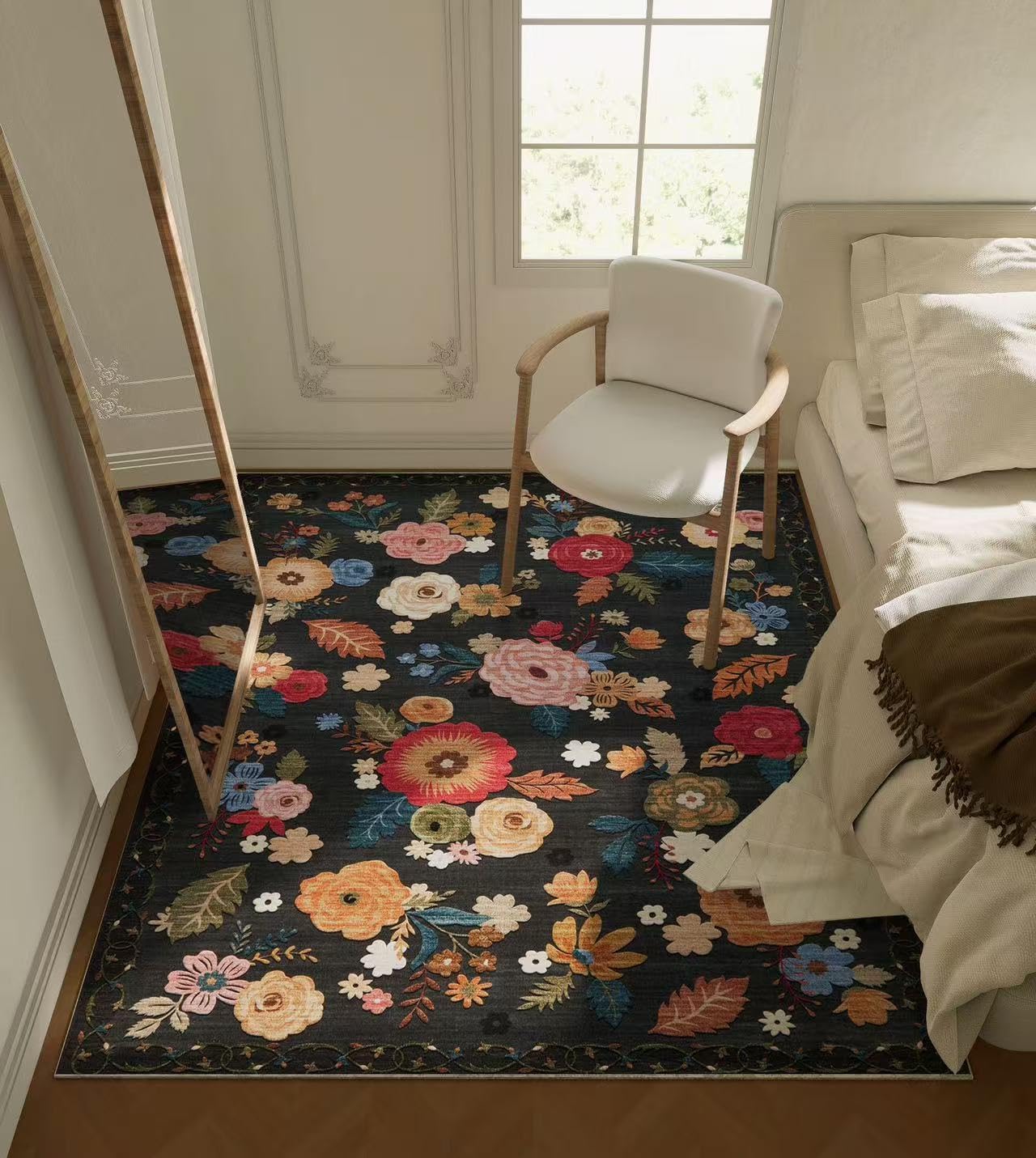 8x10 Area Rugs Washable Rug: Large Living Room Rug Stain Resistant Distressed Vintage Boho Carpet Non Slip Low Pile Faux Wool Soft Rugs for Bedroom Bedside Indoor Farmhouse Kids Playroom Dining Room