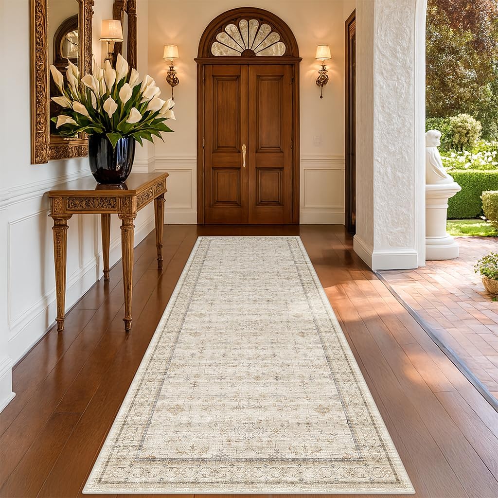 Black Farmhouse Washable 8x10 Area Rugs for Living Room, Bedroom, Dining Room Kitchen Table Rug for Under Table, Office, Dark Charcoal Tumble Stain Resistant Non-Slip Large Washable (8x10 Black/Multi)