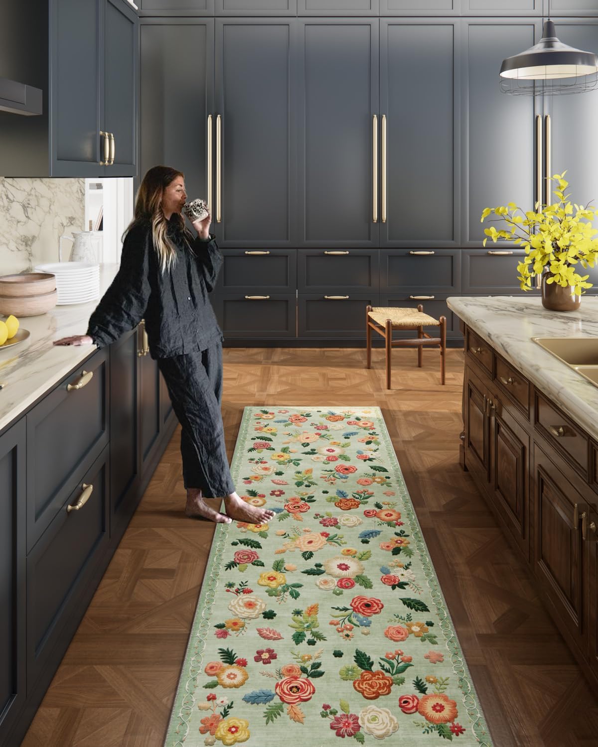 8x10 Area Rugs Washable Rug: Large Living Room Rug Stain Resistant Distressed Vintage Boho Carpet Non Slip Low Pile Faux Wool Soft Rugs for Bedroom Bedside Indoor Farmhouse Kids Playroom Dining Room