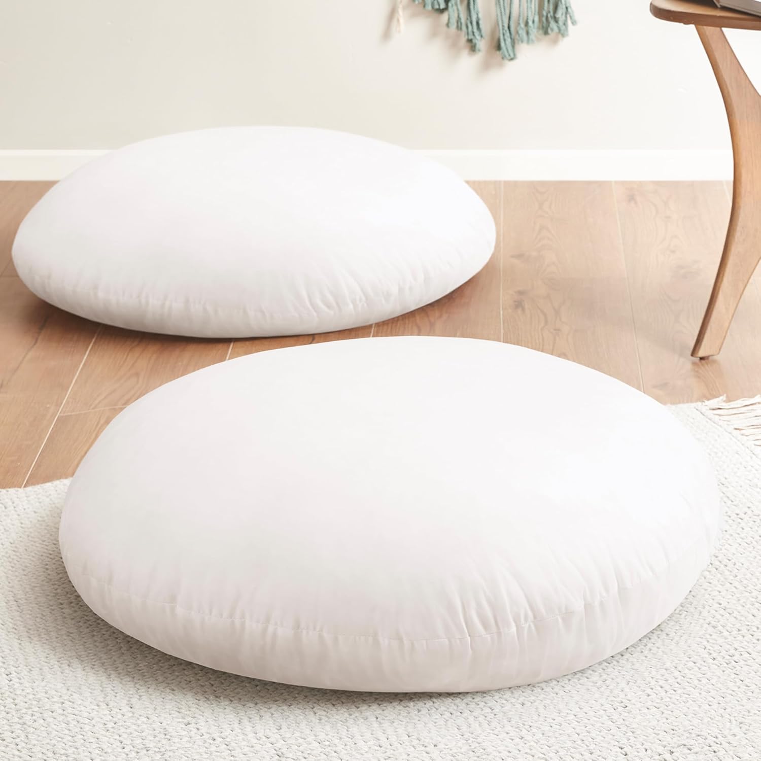 Codi Meditation Cushions Set of 2 – Large Round Floor Pillows for Adults with Removable Washable Cover, Soft and Supportive Floor Cushion for Yoga, Seating and Dog Bed, 32 inch - Grey