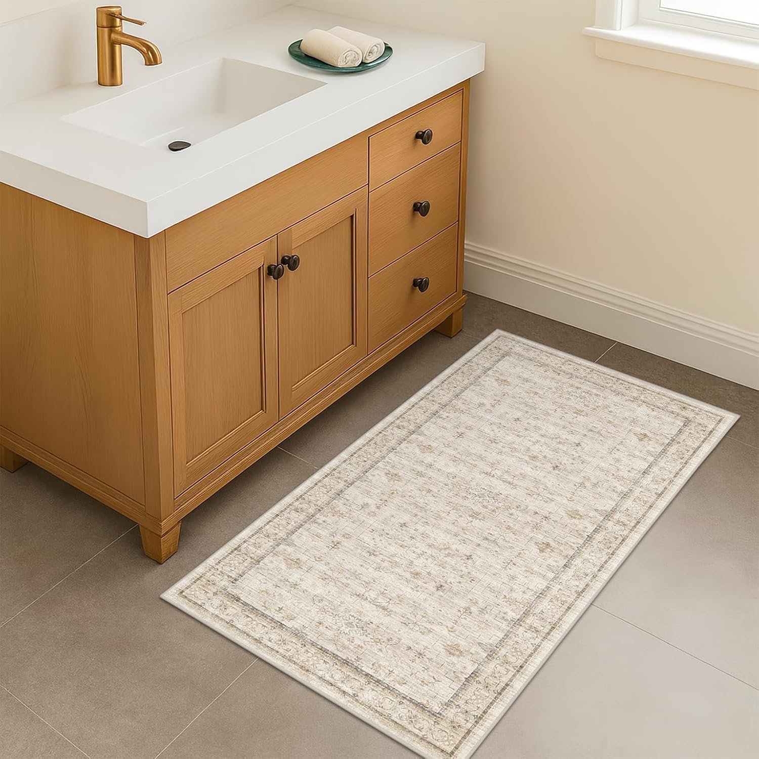 Black Farmhouse Washable 8x10 Area Rugs for Living Room, Bedroom, Dining Room Kitchen Table Rug for Under Table, Office, Dark Charcoal Tumble Stain Resistant Non-Slip Large Washable (8x10 Black/Multi)