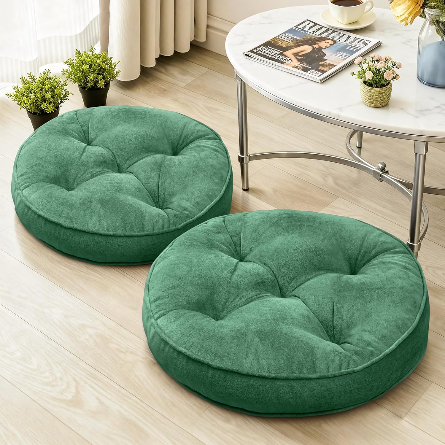 Floor Pillow Set of 4, Memory Foam Meditation Cushion, Floor Cushions for Adults Sitting, Large Square Seat Cushions for Yoga, Living Room, 20x20 Inch (Grey)