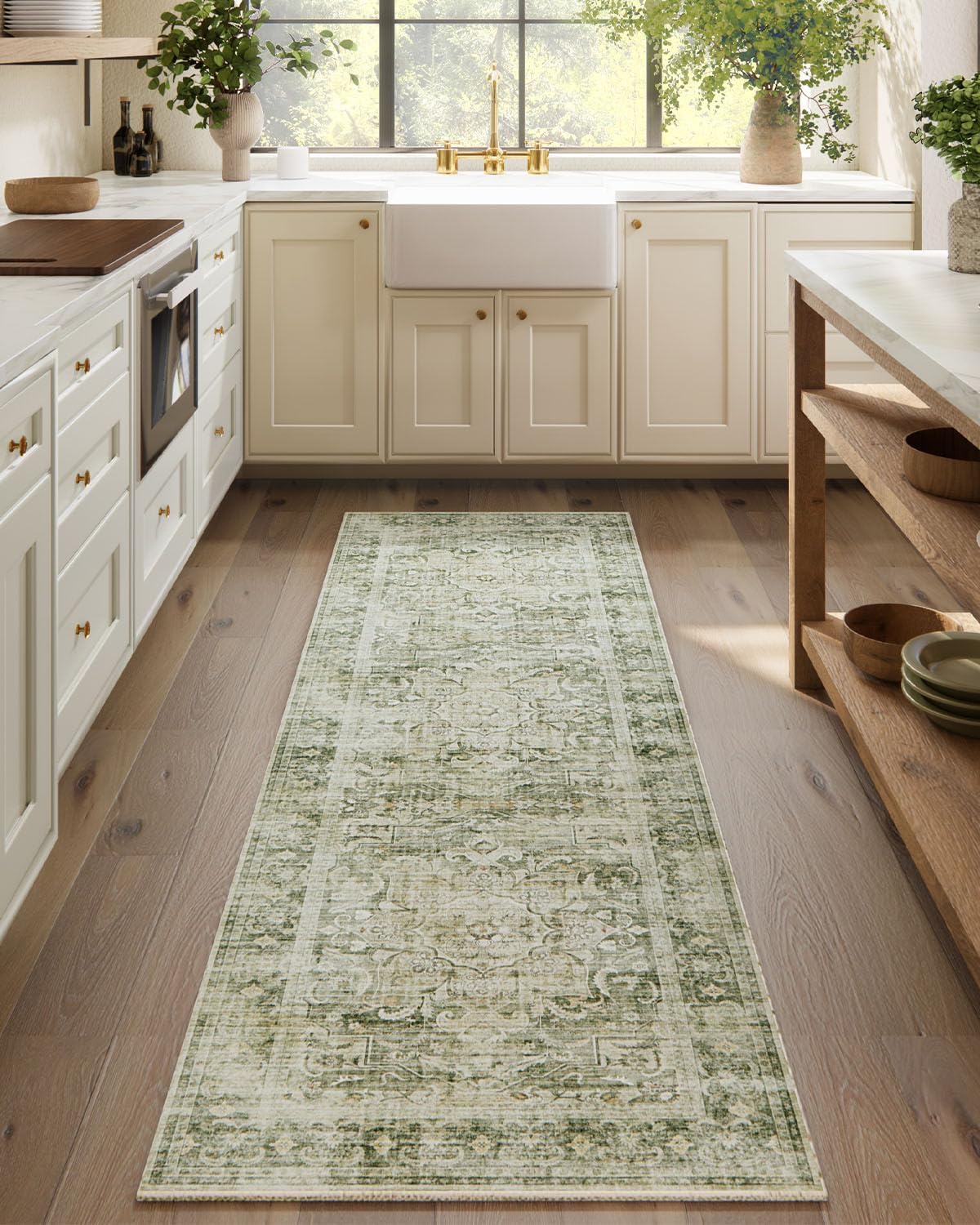 8x10 Area Rugs Washable Rug: Large Living Room Rug Stain Resistant Distressed Vintage Boho Carpet Non Slip Low Pile Faux Wool Soft Rugs for Bedroom Bedside Indoor Farmhouse Kids Playroom Dining Room