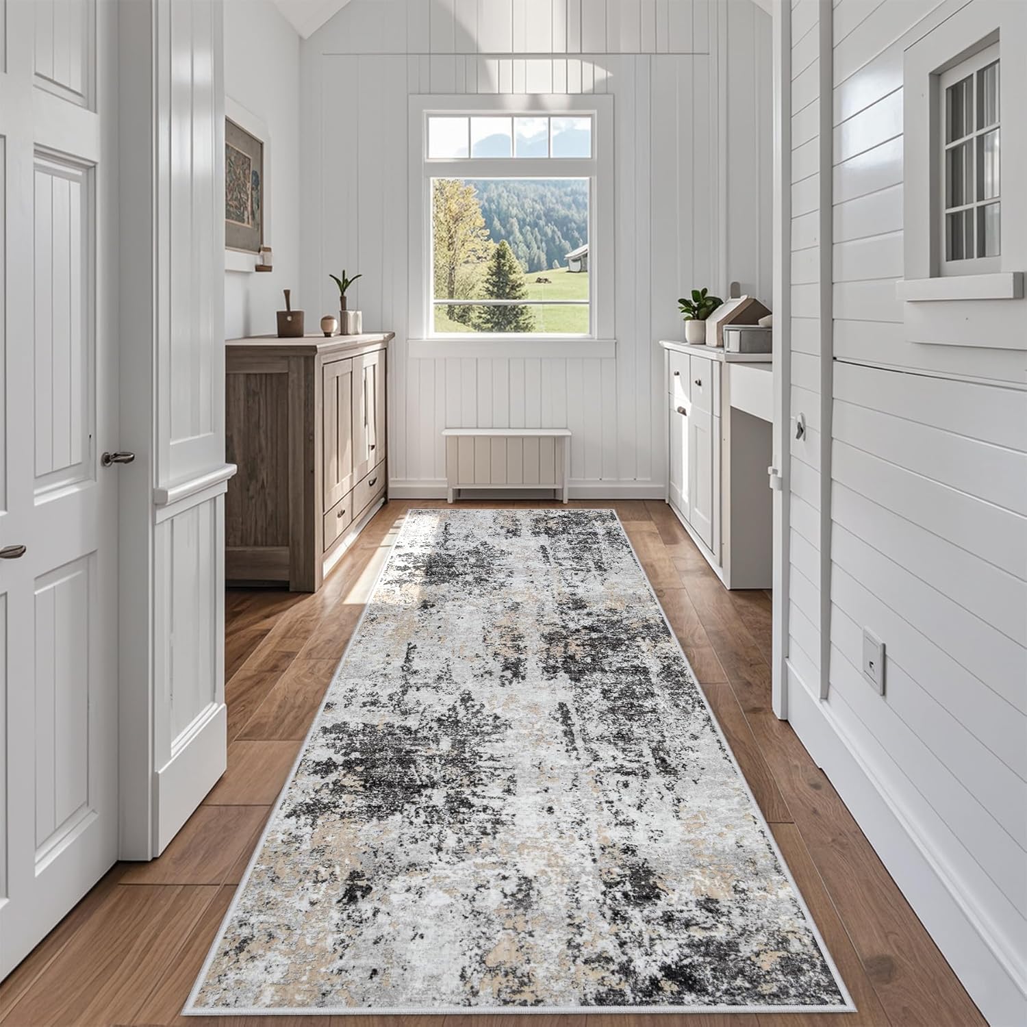 8x10 Area Rugs for Living Room Rug Washable: Abstract Large Rug for Dining Room Bedroom Carpet Non Slip 8 by 10 Indoor Modern Nursery Home Office Blue Grey