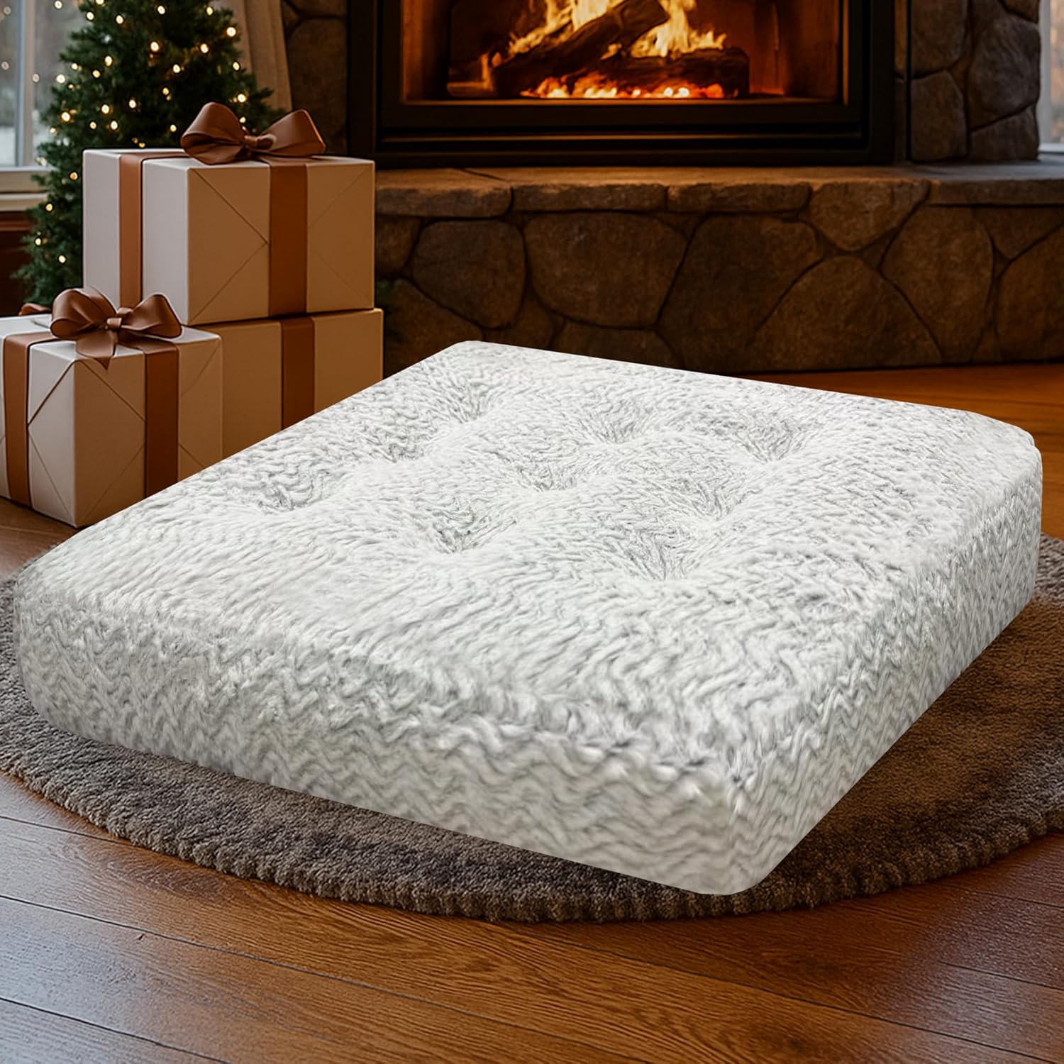 Meditation Floor Pillow Set of 2, Round Large Pillows Seating for Adults, Tufted Corduroy Thick Cushion for Living Room Tatami, Turquoise, 22 Inch'2 Count (Pack of 1)