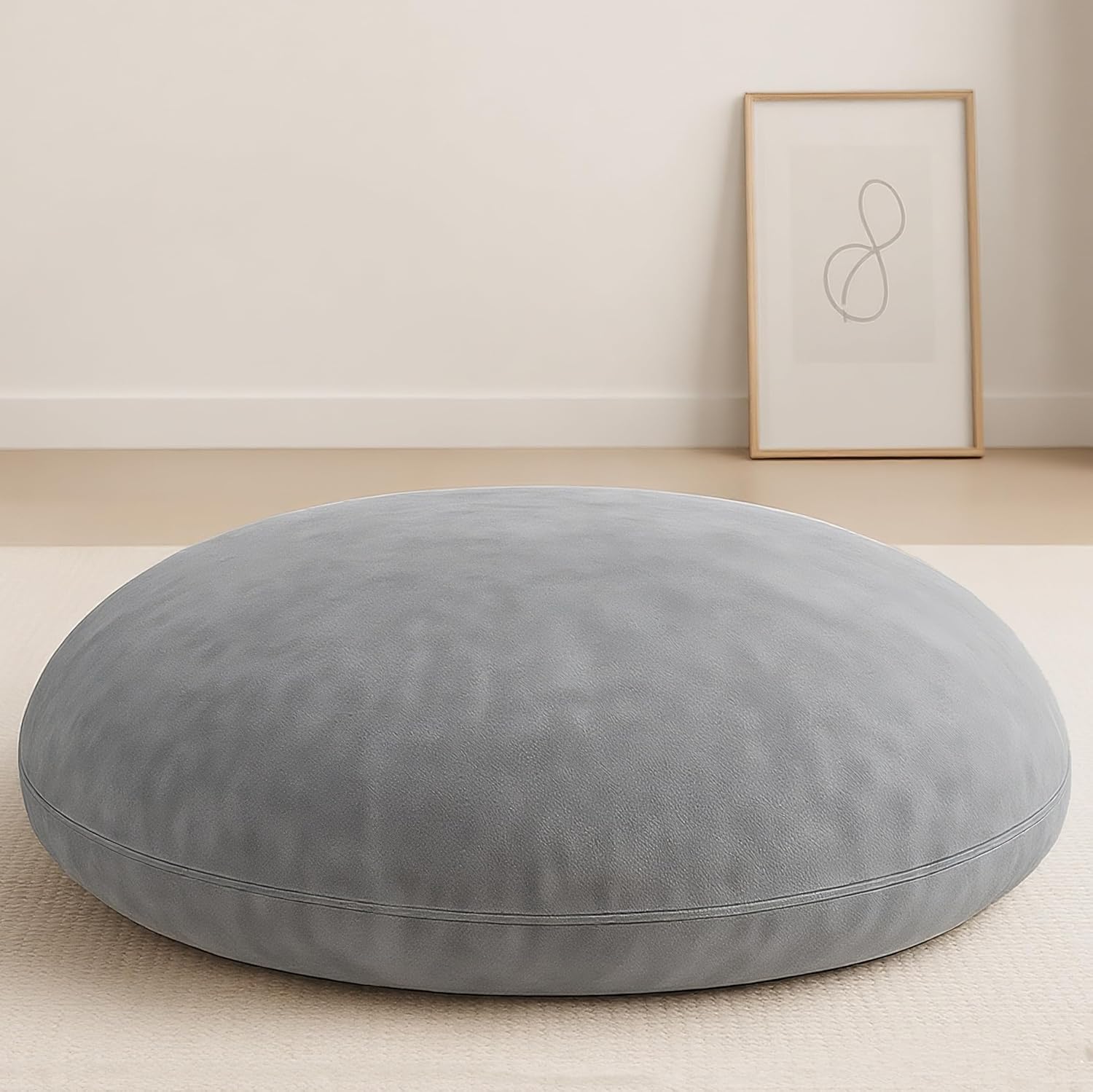 Codi Meditation Cushions Set of 2 – Large Round Floor Pillows for Adults with Removable Washable Cover, Soft and Supportive Floor Cushion for Yoga, Seating and Dog Bed, 32 inch - Grey