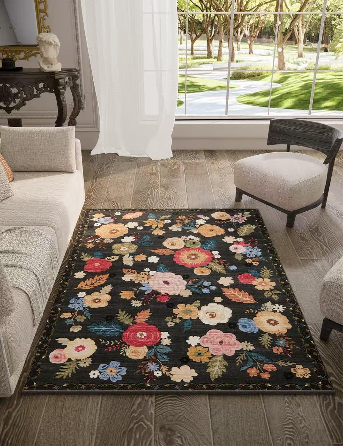 8x10 Area Rugs Washable Rug: Large Living Room Rug Stain Resistant Distressed Vintage Boho Carpet Non Slip Low Pile Faux Wool Soft Rugs for Bedroom Bedside Indoor Farmhouse Kids Playroom Dining Room