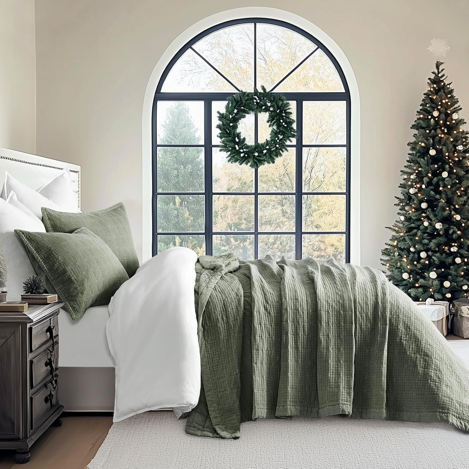 EVERGRACEHOME Stonewashed Cotton Quilt Set King Size, Ultra Soft Oversized Bedspread Coverlet Set, Lightweight Crinkle Box Stitch Bedding Sets for All Season, with 2 Shams, Mocha Brown