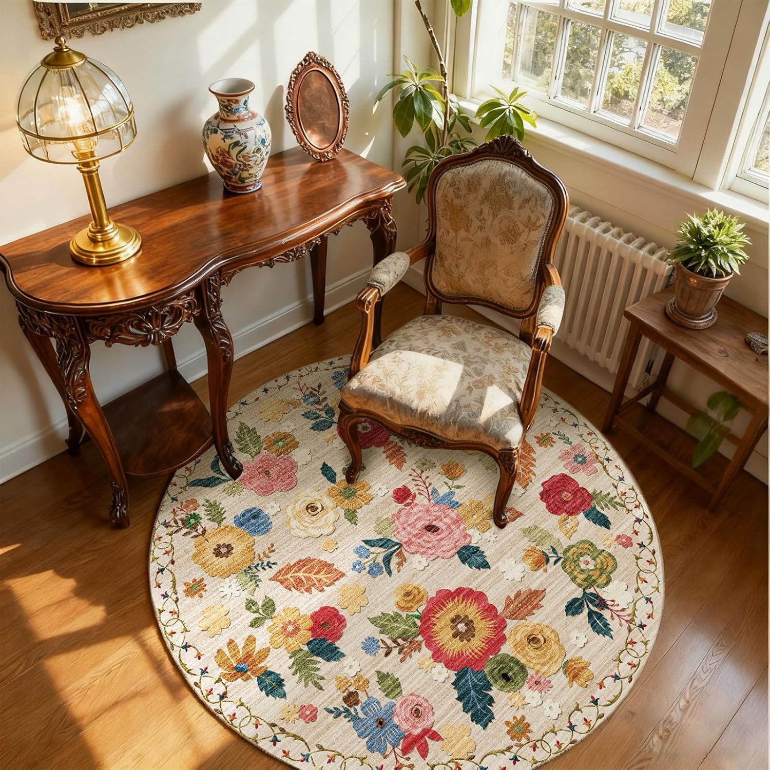 8x10 Area Rugs Washable Rug: Large Living Room Rug Stain Resistant Distressed Vintage Boho Carpet Non Slip Low Pile Faux Wool Soft Rugs for Bedroom Bedside Indoor Farmhouse Kids Playroom Dining Room