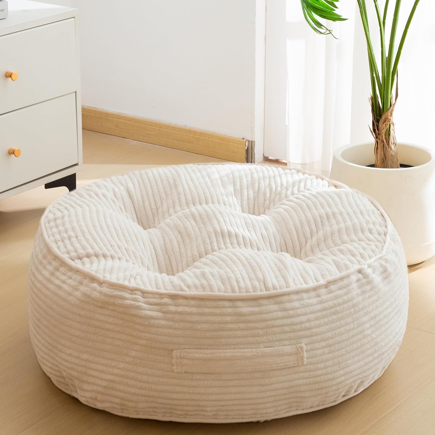 Washable Floor Pillow Cushion for Adults, Meditation Cushion Pillow, Large Square Floor Sitting, Removable Tufted Corduroy Cover, for Tatami Living Room or Yoga, 22x22 Inch, 2Pack, Machine Washable