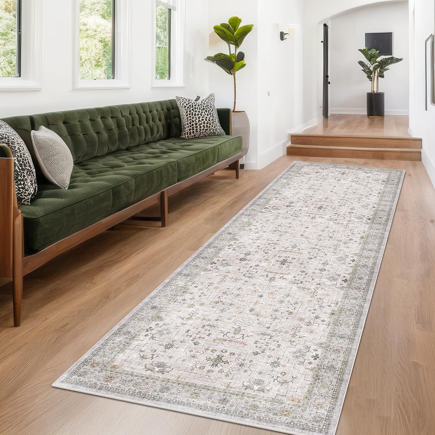 Black Farmhouse Washable 8x10 Area Rugs for Living Room, Bedroom, Dining Room Kitchen Table Rug for Under Table, Office, Dark Charcoal Tumble Stain Resistant Non-Slip Large Washable (8x10 Black/Multi)