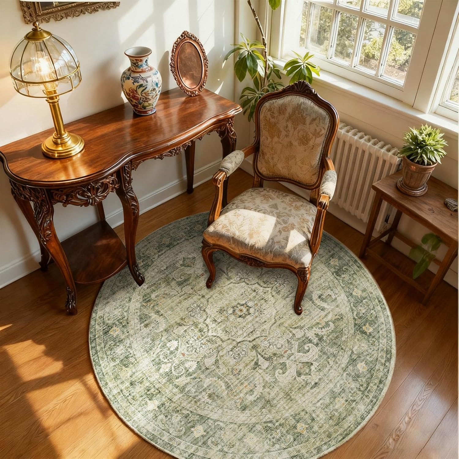 8x10 Area Rugs Washable Rug: Large Living Room Rug Stain Resistant Distressed Vintage Boho Carpet Non Slip Low Pile Faux Wool Soft Rugs for Bedroom Bedside Indoor Farmhouse Kids Playroom Dining Room