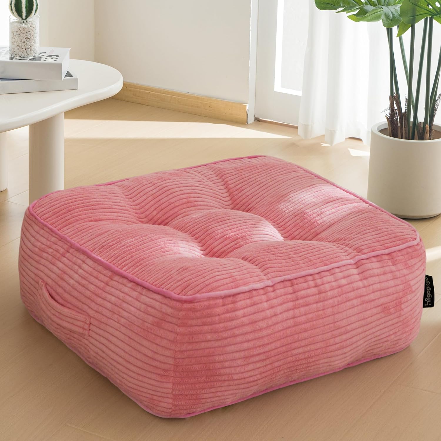 Washable Floor Pillow Cushion for Adults, Meditation Cushion Pillow, Large Square Floor Sitting, Removable Tufted Corduroy Cover, for Tatami Living Room or Yoga, 22x22 Inch, 2Pack, Machine Washable