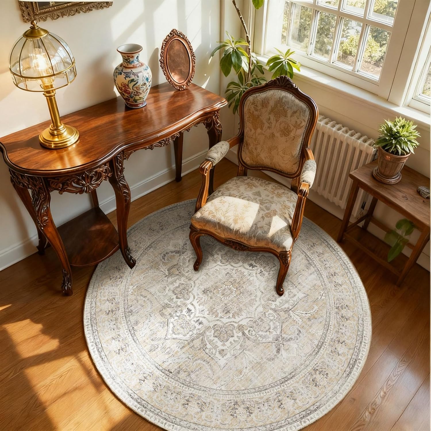 8x10 Area Rugs Washable Rug: Large Living Room Rug Stain Resistant Distressed Vintage Boho Carpet Non Slip Low Pile Faux Wool Soft Rugs for Bedroom Bedside Indoor Farmhouse Kids Playroom Dining Room