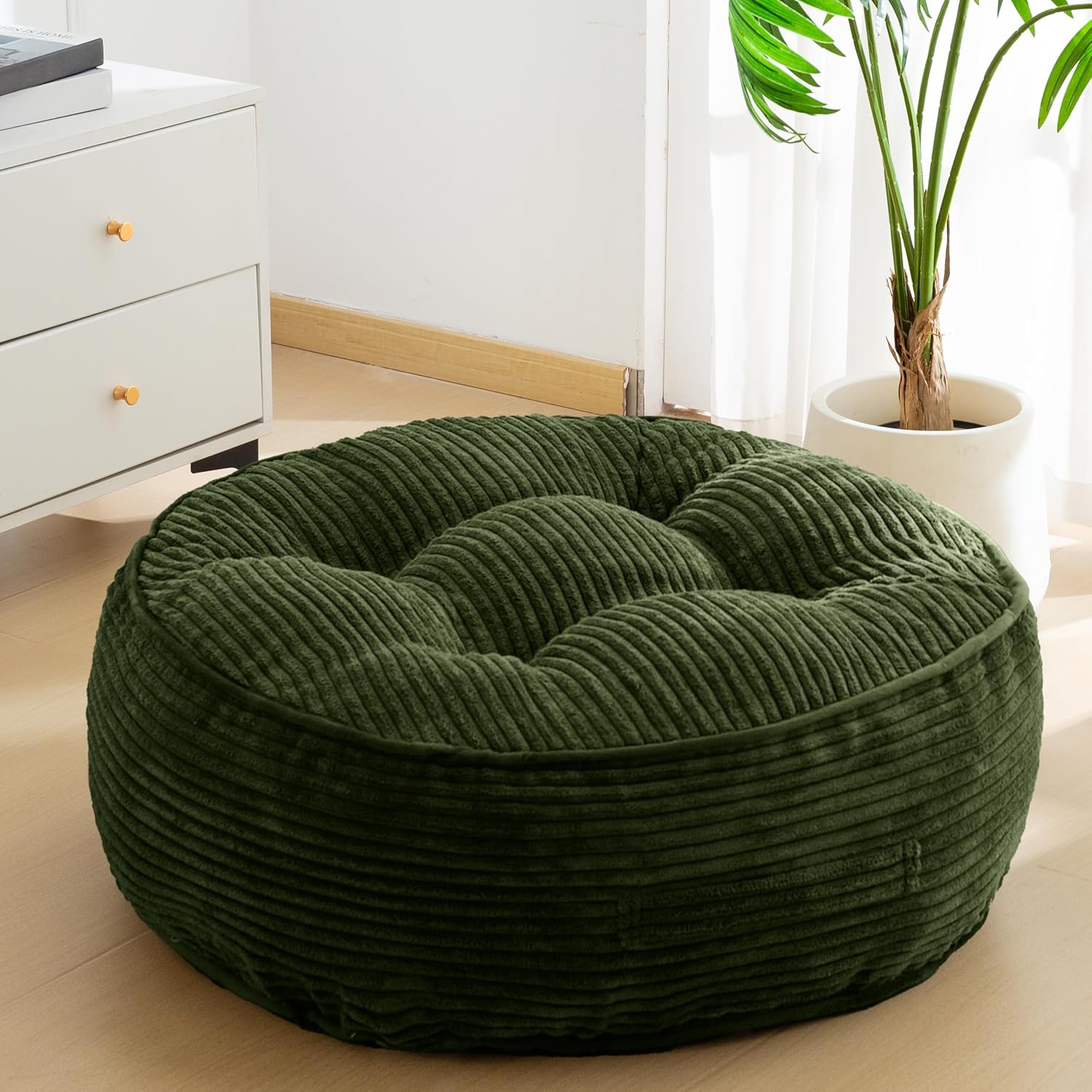 Washable Floor Pillow Cushion for Adults, Meditation Cushion Pillow, Large Square Floor Sitting, Removable Tufted Corduroy Cover, for Tatami Living Room or Yoga, 22x22 Inch, 2Pack, Machine Washable