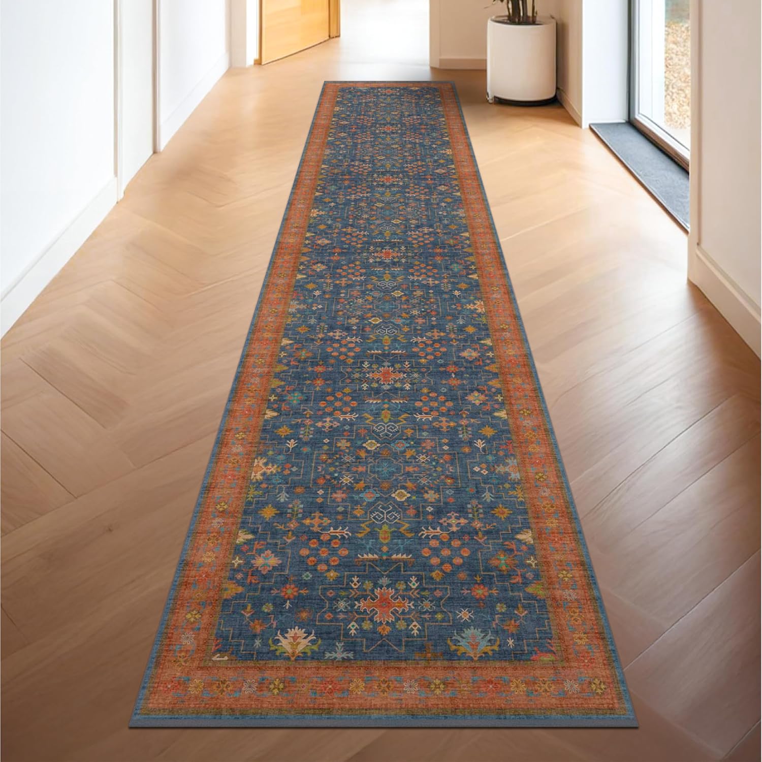 Black Farmhouse Washable 8x10 Area Rugs for Living Room, Bedroom, Dining Room Kitchen Table Rug for Under Table, Office, Dark Charcoal Tumble Stain Resistant Non-Slip Large Washable (8x10 Black/Multi)