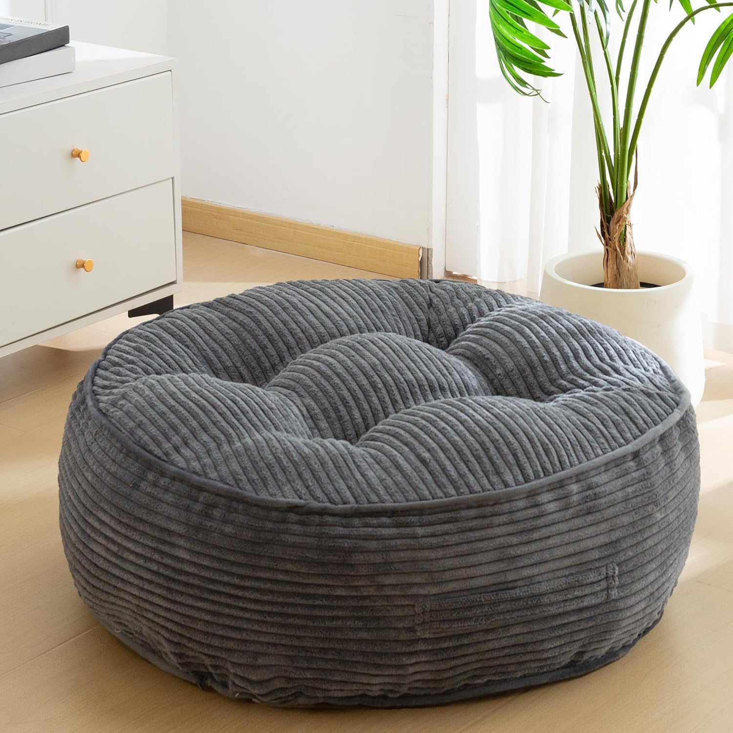 Washable Floor Pillow Cushion for Adults, Meditation Cushion Pillow, Large Square Floor Sitting, Removable Tufted Corduroy Cover, for Tatami Living Room or Yoga, 22x22 Inch, 2Pack, Machine Washable