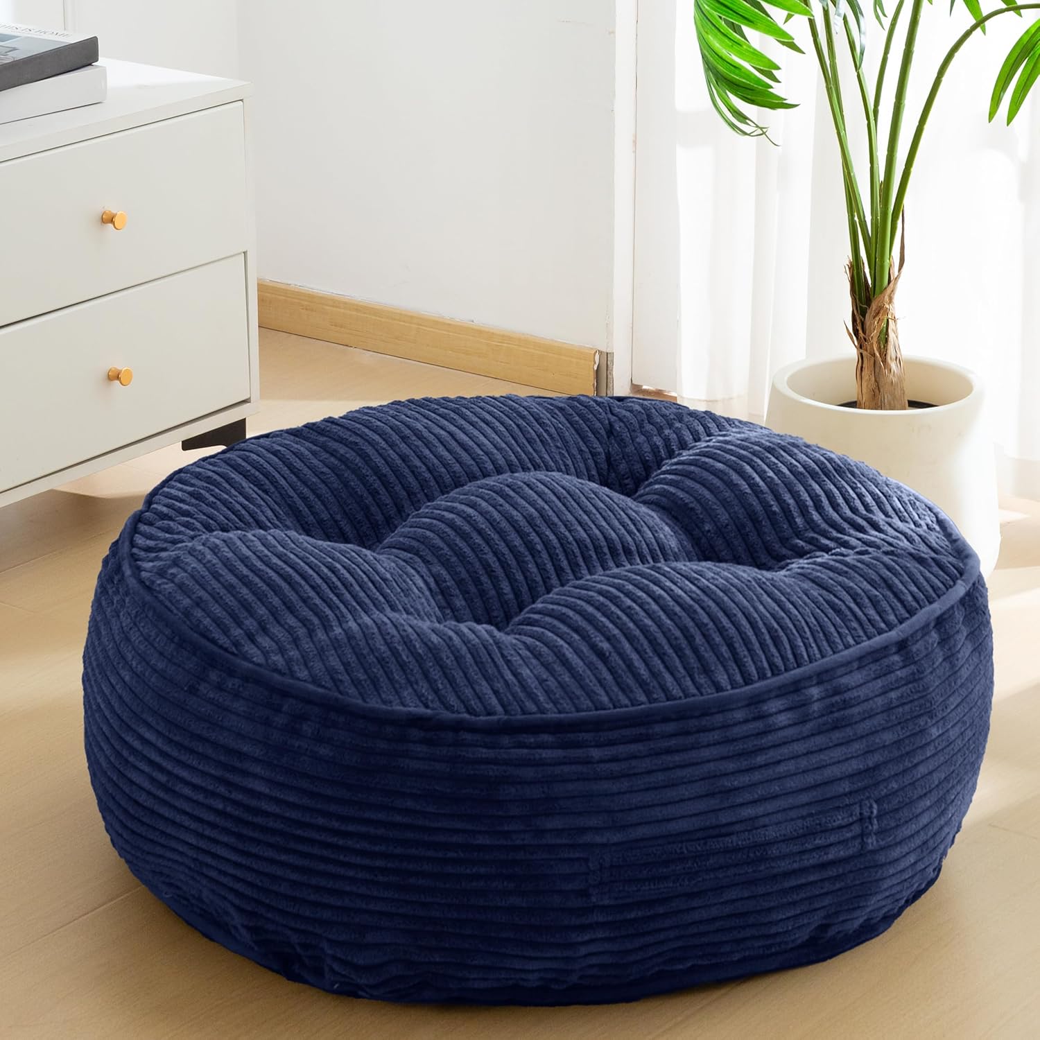 Washable Floor Pillow Cushion for Adults, Meditation Cushion Pillow, Large Square Floor Sitting, Removable Tufted Corduroy Cover, for Tatami Living Room or Yoga, 22x22 Inch, 2Pack, Machine Washable