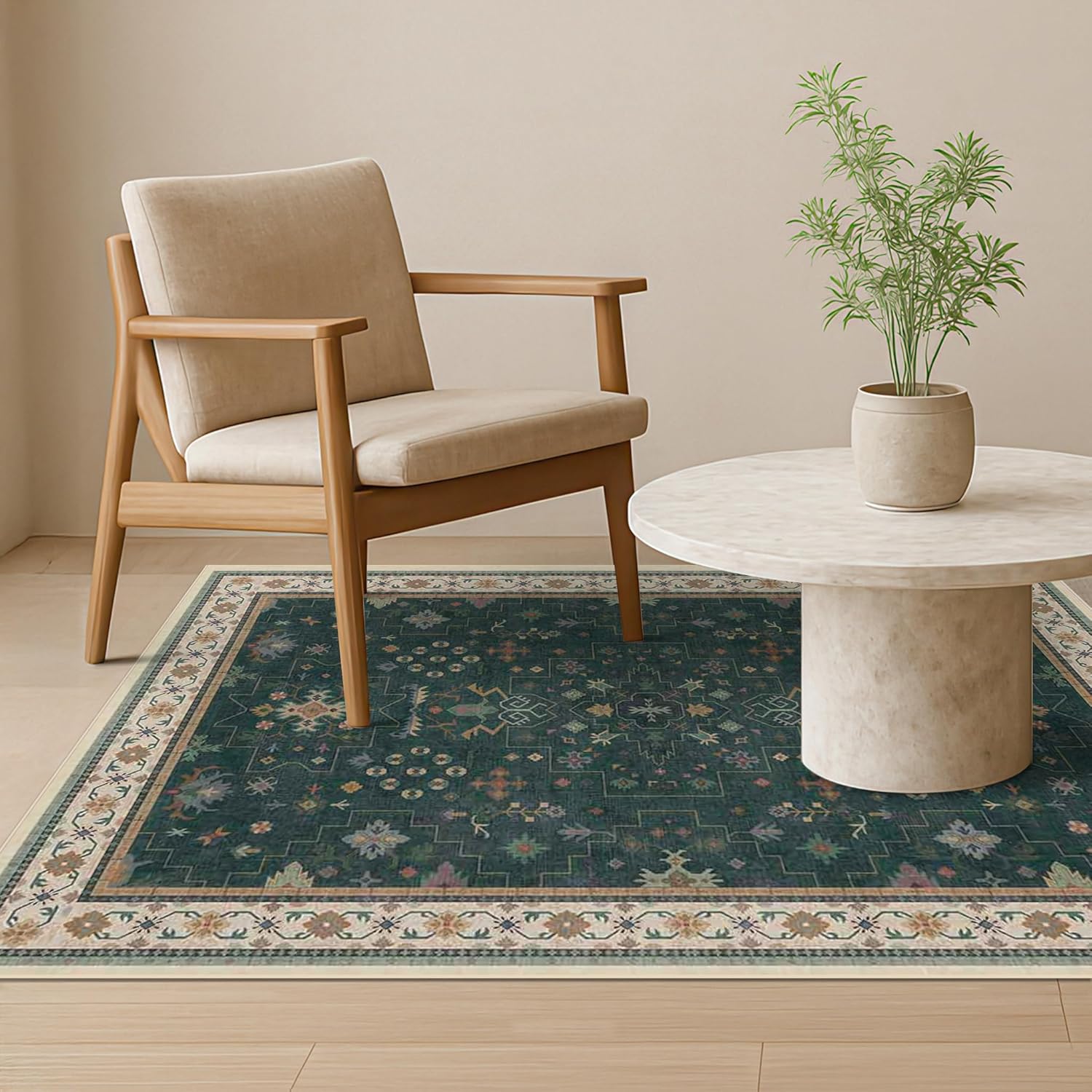 Black Farmhouse Washable 8x10 Area Rugs for Living Room, Bedroom, Dining Room Kitchen Table Rug for Under Table, Office, Dark Charcoal Tumble Stain Resistant Non-Slip Large Washable (8x10 Black/Multi)