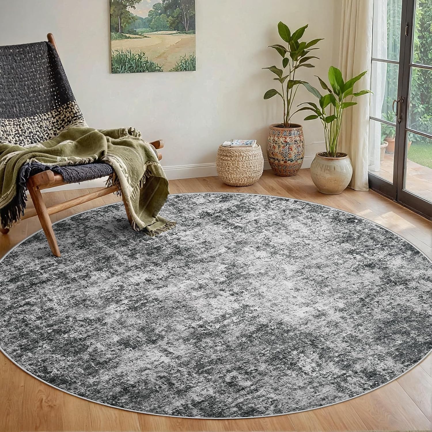 8x10 Area Rugs for Living Room Rug Washable: Abstract Large Rug for Dining Room Bedroom Carpet Non Slip 8 by 10 Indoor Modern Nursery Home Office Blue Grey
