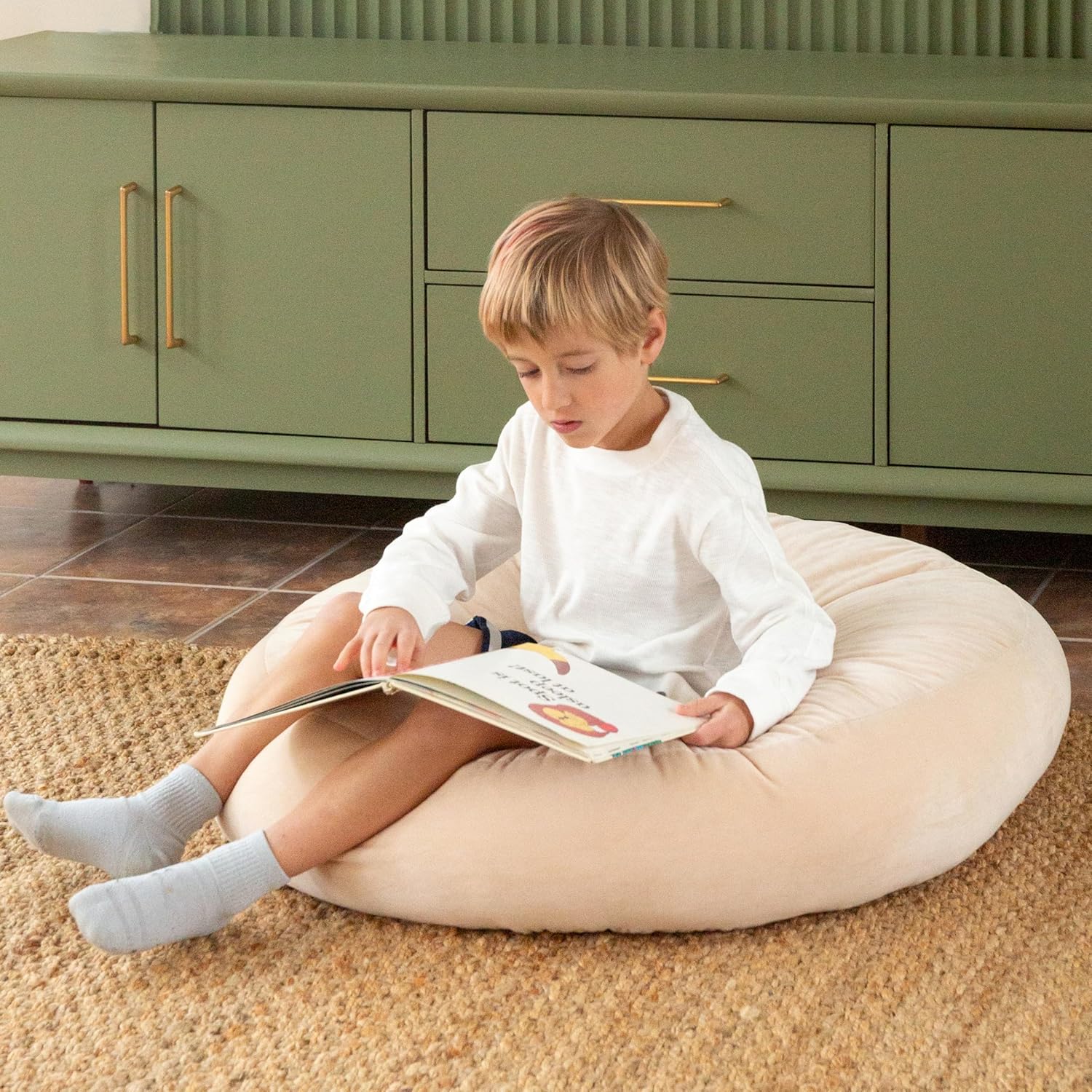Large Floor Cushion for Kids - 32 inch Soft Blue Round Floor Pillow for Kids Classroom Pillows, Throw Pillow, Decorative Round Pillows, Lounger Reading Nook