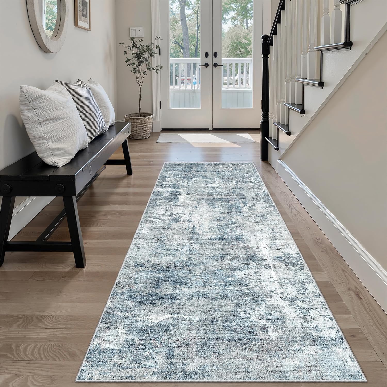 Washable Area Rug 8x10, Large Soft Rugs for Living Room Vintage Beige Carpet 8x10 Area Rugs for Bedroom Dining Room Non-Slip Stain Resistant Under Table Rug