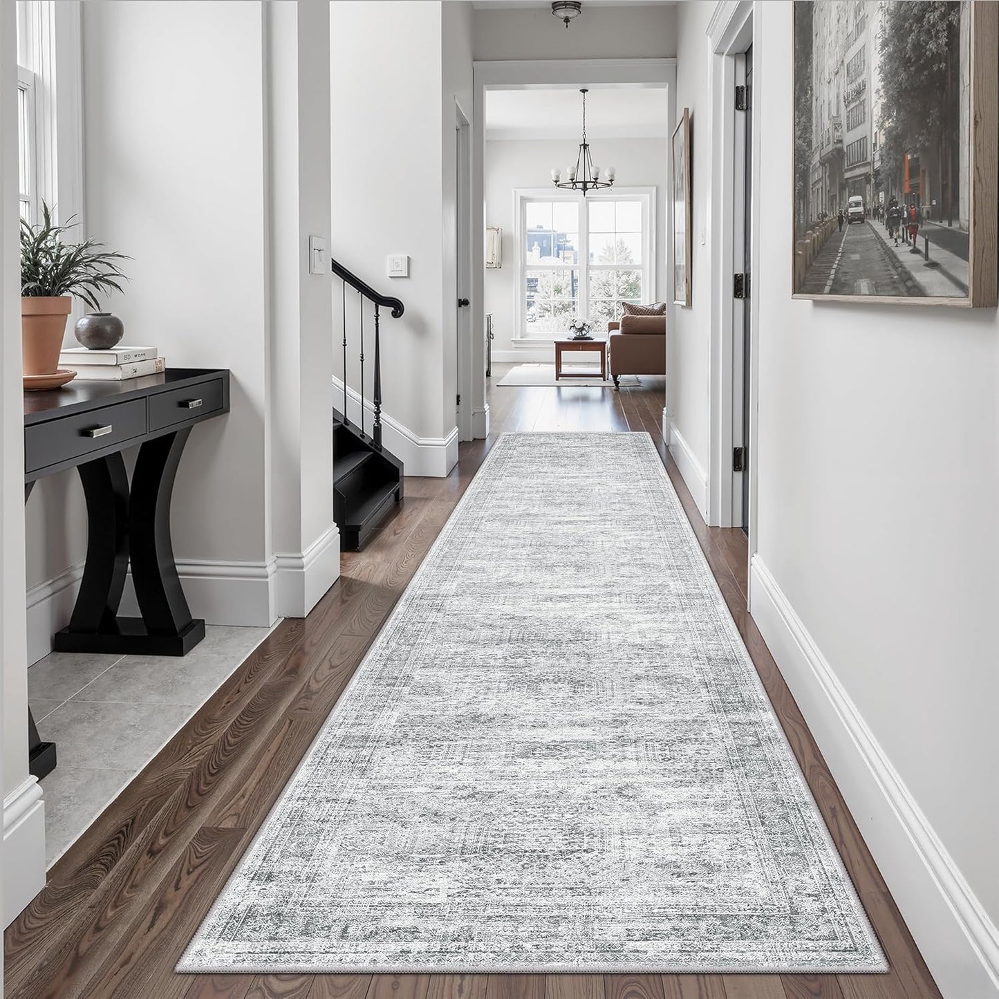 9x12 Area Rugs for Living Room, Non Slip Machine Washable Vintage Rugs, Low Pile Lightweight Large Rug for Bedroom, Dining Room, Home Office Beige