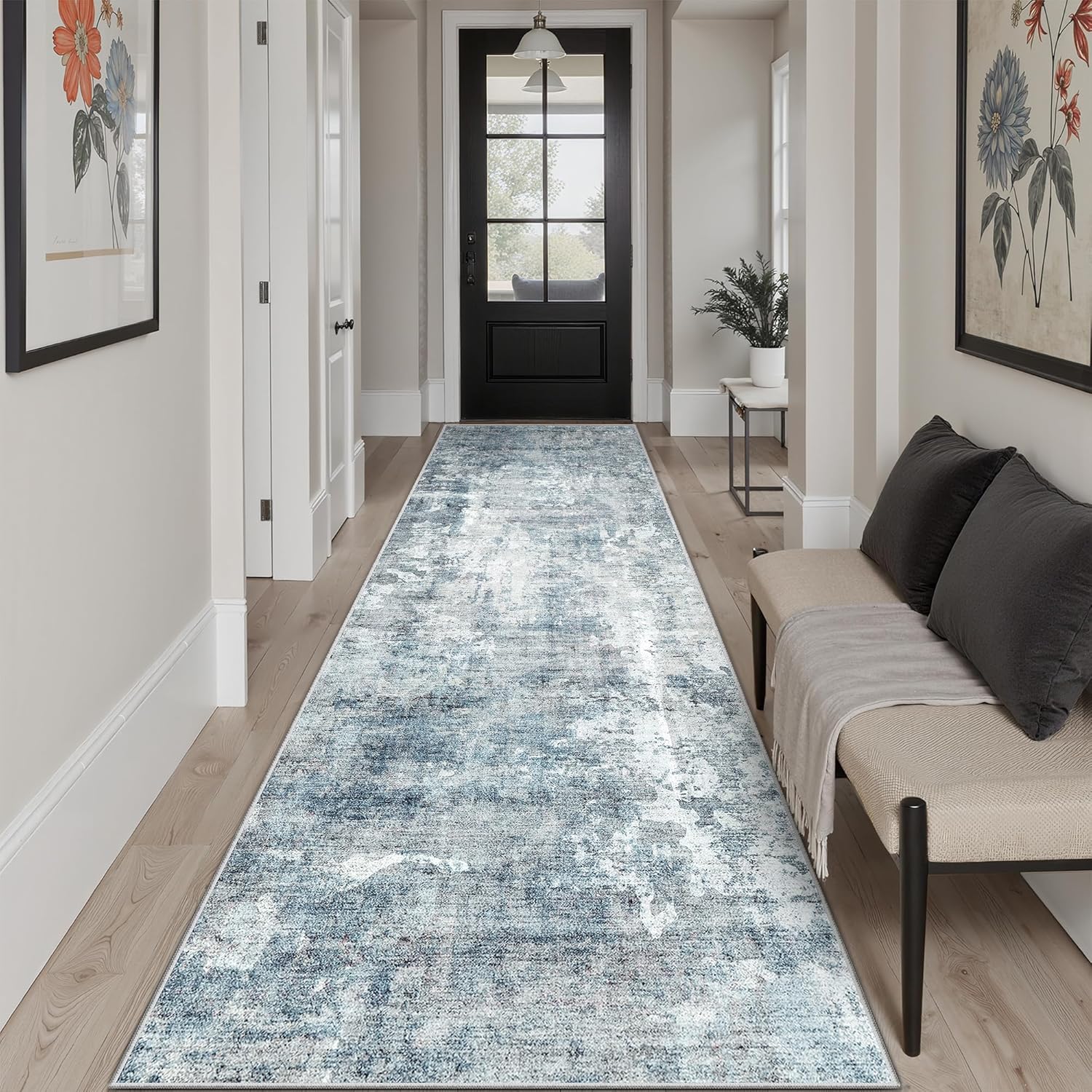 Washable Area Rug 8x10, Large Soft Rugs for Living Room Vintage Beige Carpet 8x10 Area Rugs for Bedroom Dining Room Non-Slip Stain Resistant Under Table Rug