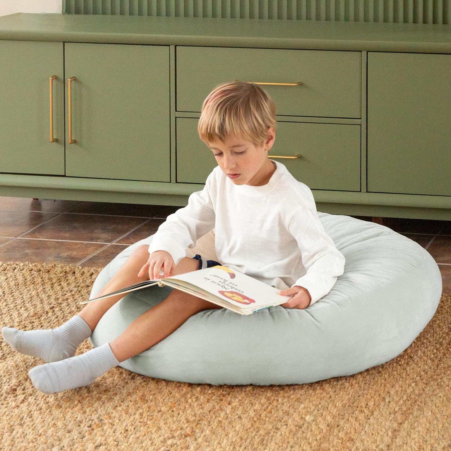 Large Floor Cushion for Kids - 32 inch Soft Blue Round Floor Pillow for Kids Classroom Pillows, Throw Pillow, Decorative Round Pillows, Lounger Reading Nook