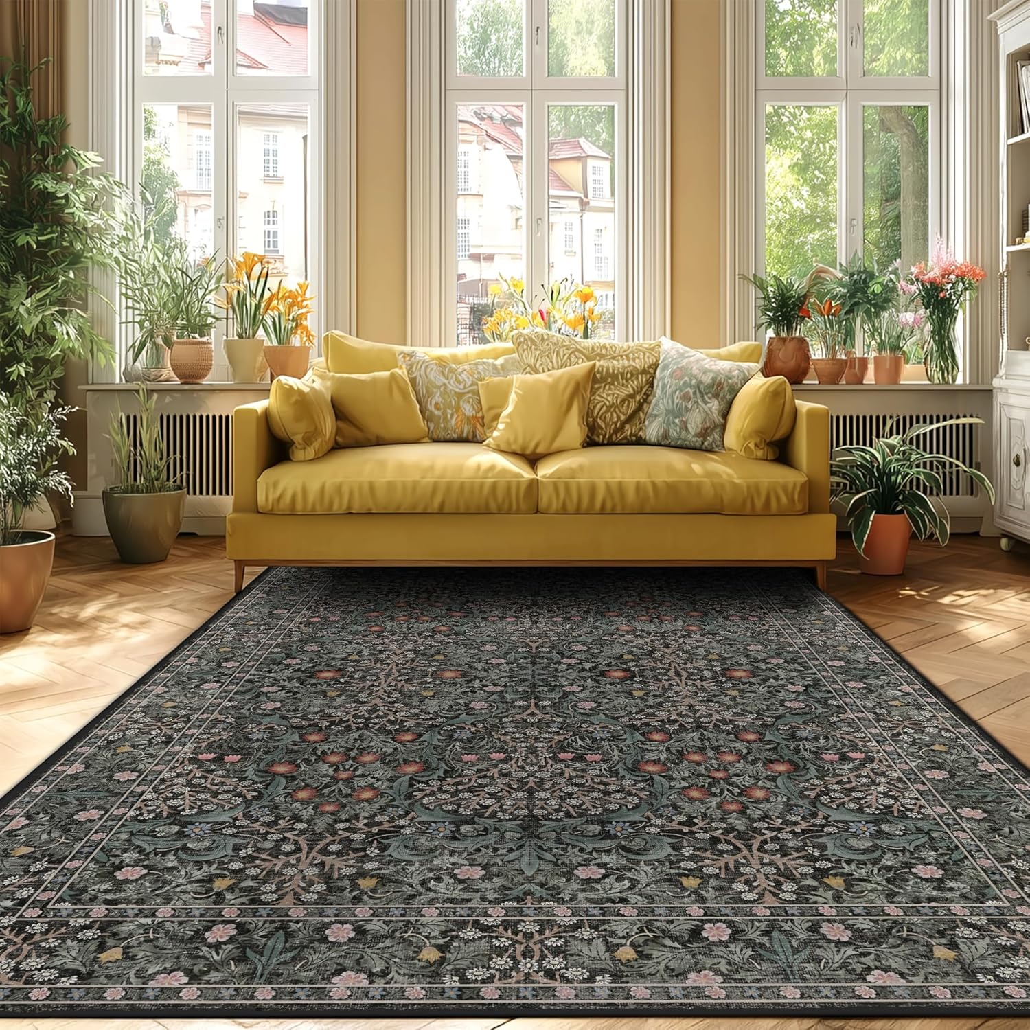 8x10 Rugs for Living Room Washable Green Area Rug Rugs for Bedroom